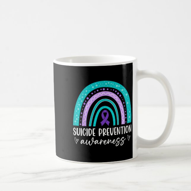 Rainbow Suicide Prevention Awareness Teal &amp; Pu Kaffemugg (Höger)