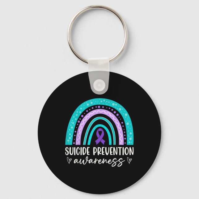 Rainbow Suicide Prevention Awareness Teal Amp Pu  Nyckelring (Framsida)