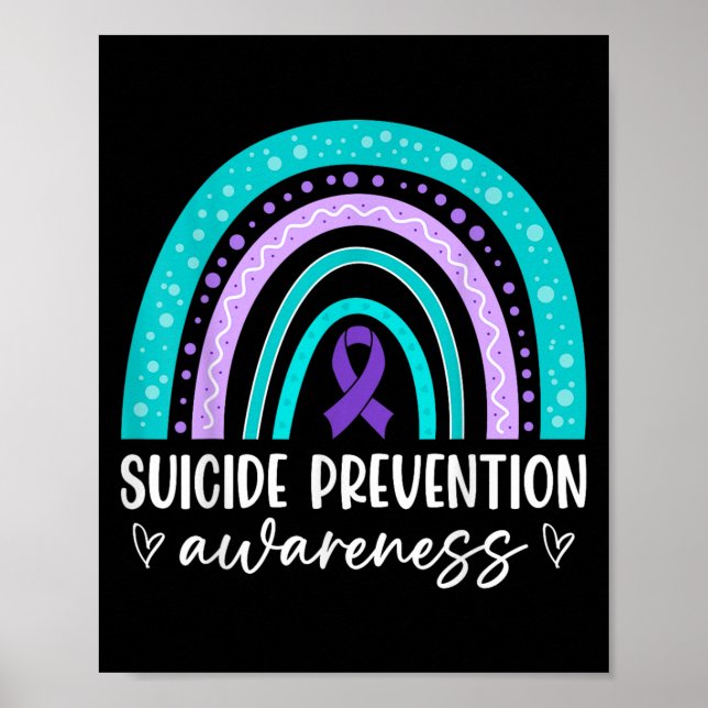 Rainbow Suicide Prevention Awareness Teal &amp; Pu Poster (Framsidan)