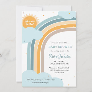 Rainbow, Sun and Clouds Baby shower invitation Inbjudningar
