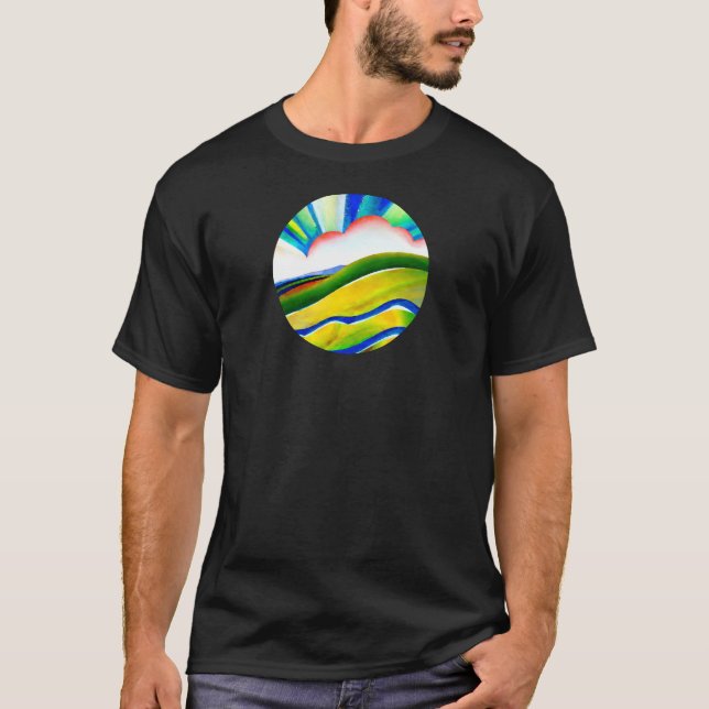 Rainbow Sunburst liggande T Shirt (Framsida)