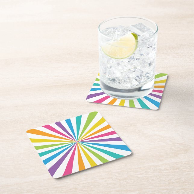 Rainbow Sunburst Underlägg Papper Kvadrat (Insitu)