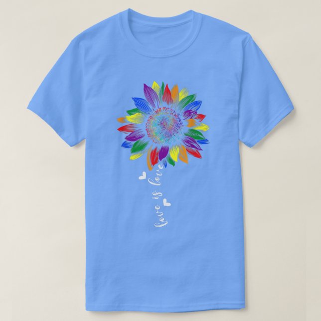 Rainbow Sunflower Love Is Love LGBT Gay Lesbian Pr T Shirt (Design framsida)