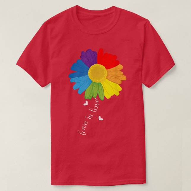 Rainbow Sunflower Love Is Love Lgbt Gay Lesbian Pr T Shirt (Design framsida)