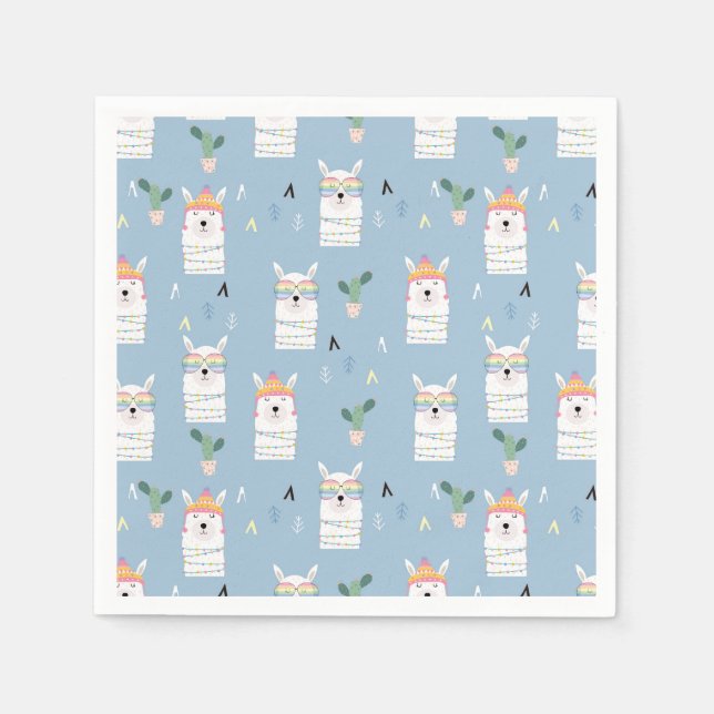 Rainbow Sunglasses Llama Mönster Pappersservett (Framsidan)