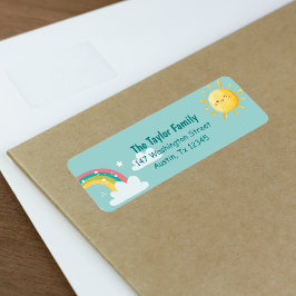 Rainbow Sunny Kids Party Studenten Return Addres Returadress Etikett