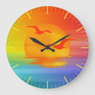 Rainbow Sunrise Wall Clock Stor Klocka
