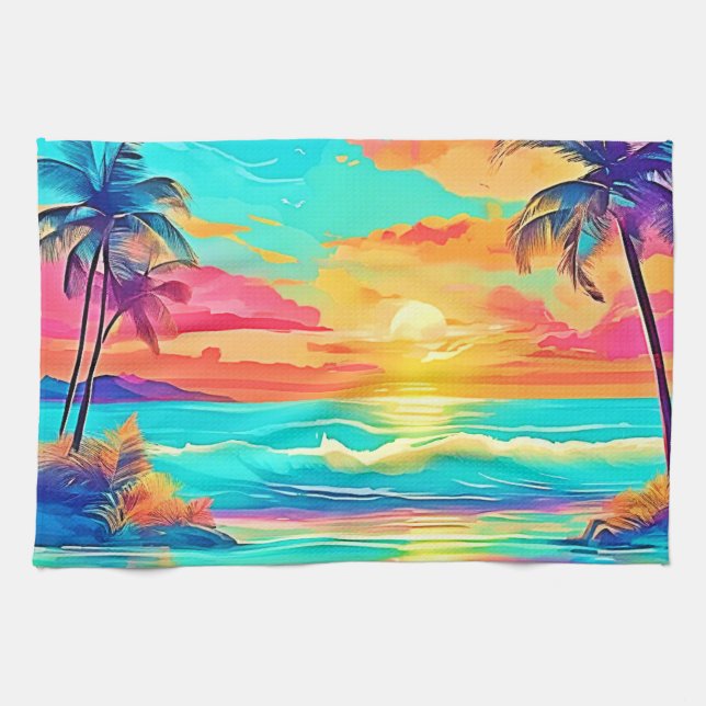 Rainbow Sunset Beach Kökshandduk (Horisontell)