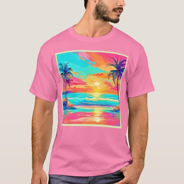 Rainbow Sunset Beach T Shirt (Framsida)