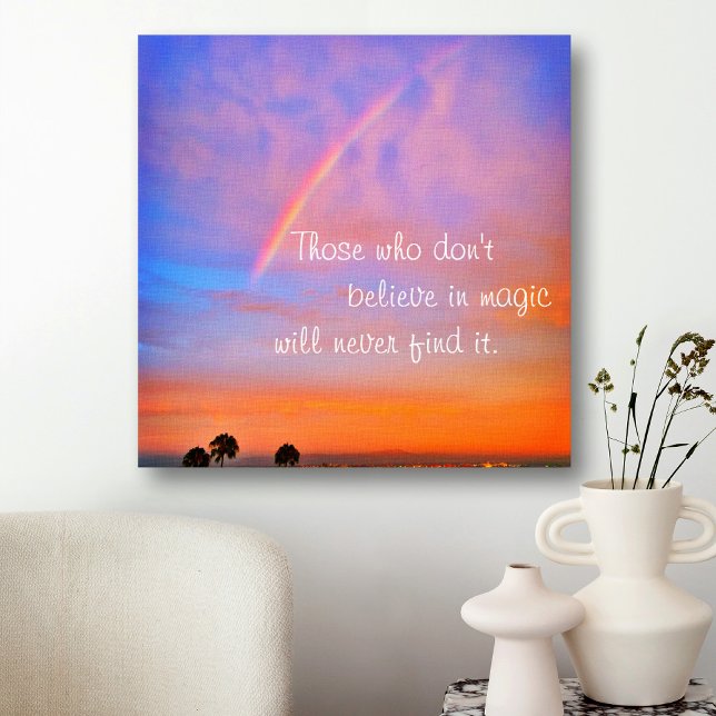 Rainbow Sunset Clouds Photo Tro i Magic Quote Canvastryck (Skapare uppladdad)