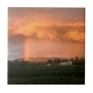 Rainbow Sunset Kakelplatta