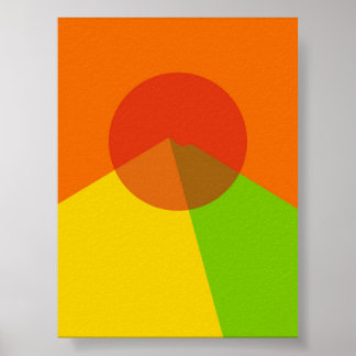 Rainbow Sunset over Abstrakt Mountains Poster