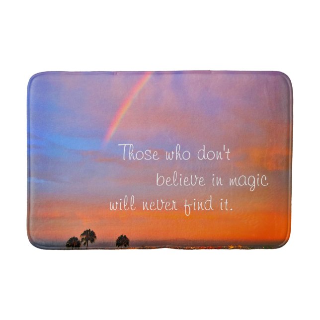 Rainbow Sunset Photo Tro i Magic Quote-skript Badrumsmatta (Framsidan)