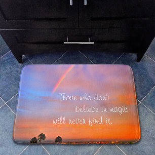 Rainbow Sunset Photo Tro i Magic Quote-skript Badrumsmatta
