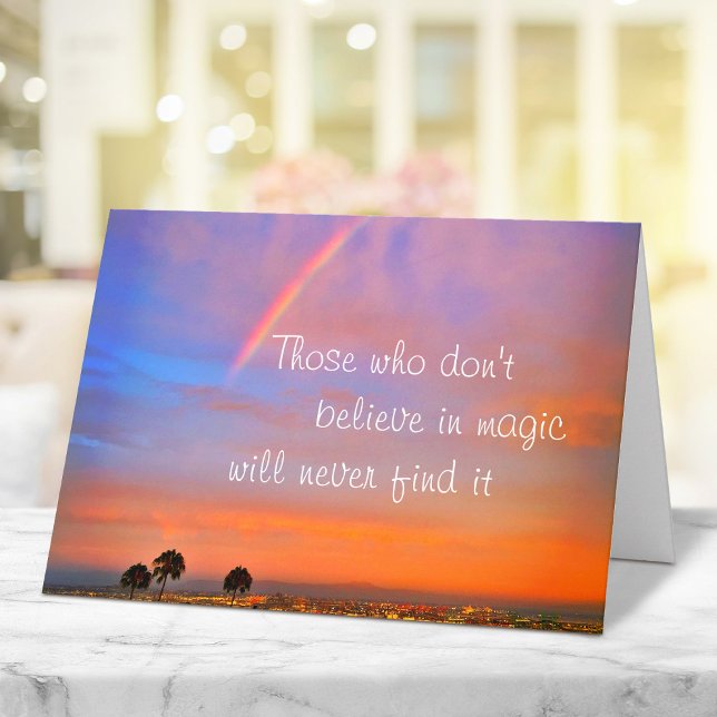 Rainbow Sunset Photo Tro i Magic Quote-skript Kort (Skapare uppladdad)