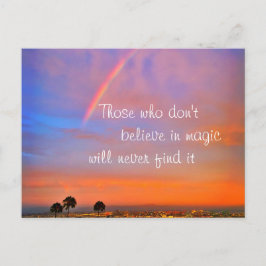 Rainbow Sunset Photo Tro i Magic Quote-skript Vykort