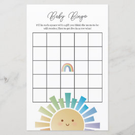 Rainbow Sunshine Baby Shower Bingo Game