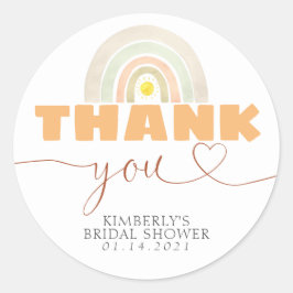 Rainbow Sunshine Boho Baby Shower Tack Runt Klistermärke