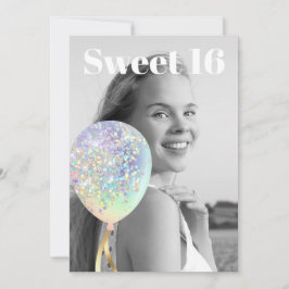 ~* Rainbow Sweet 16 PHOTO Balloon AP29 Birthday Inbjudningar