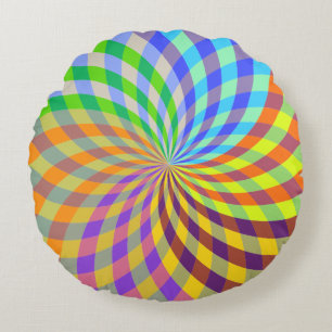 Rainbow Swirl Abstrakt Rund Kudde