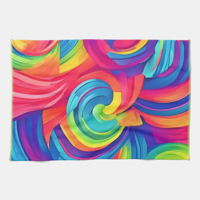 Rainbow Swirl Chaos Design Kökshandduk (Horisontell)