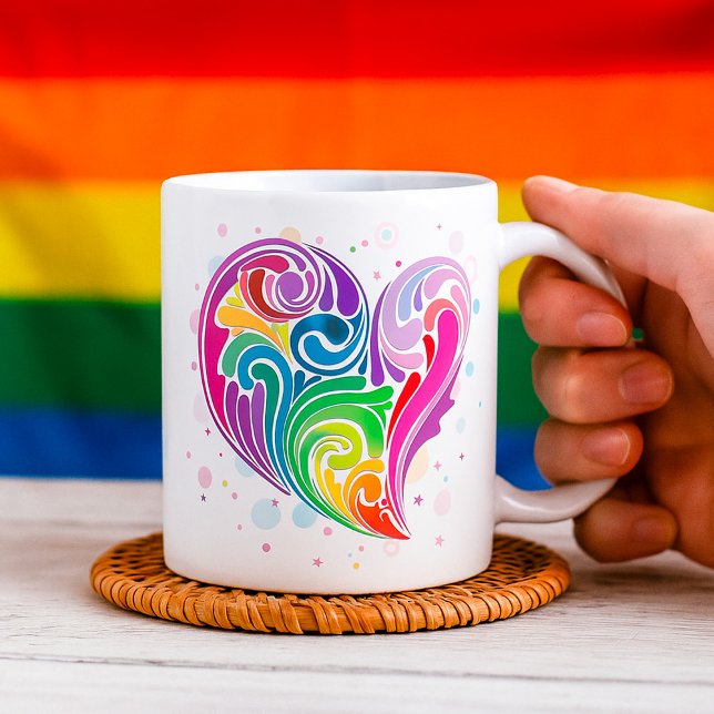 Rainbow Swirl Heart Kaffemugg (Skapare uppladdad)