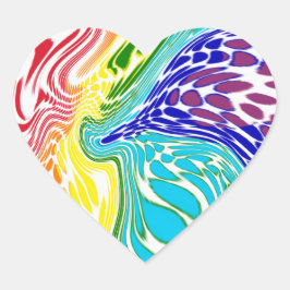 Rainbow Swirl Heart Stickers Hjärtformat Klistermärke