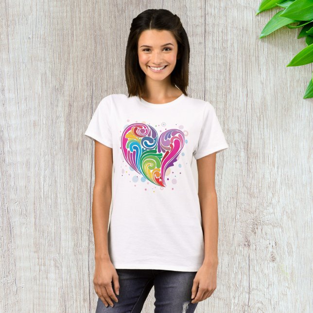 Rainbow Swirl Heart T Shirt (Skapare uppladdad)