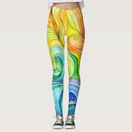 Rainbow Swirl Mönster Leggings