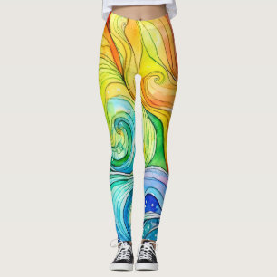 Rainbow Swirl Mönster Leggings