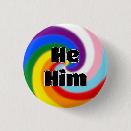 Rainbow Swirl Pronoun Pin (He/Him) Knapp