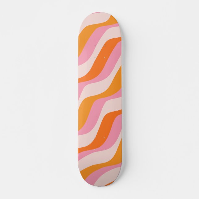 Rainbow Swirl Rosa Orange Abstrakt Retro Sunshine Mini Skateboard Bräda 18,5 Cm (Framsida)