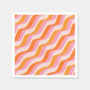 Rainbow Swirl Rosa Orange Abstrakt Retro Sunshine Pappersservett