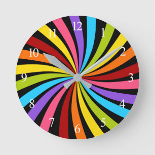 Rainbow Swirl Rund Klocka