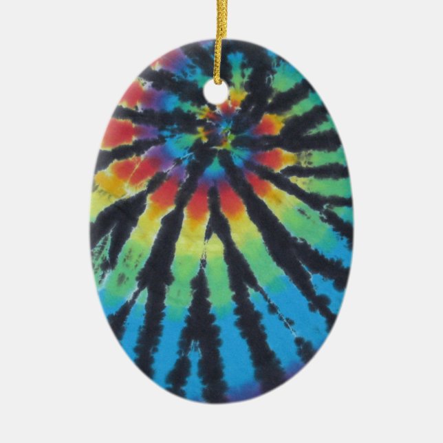 Rainbow Swirl Spiral Tie Dye PhatDyes Julgransprydnad Keramik (Framsidan)