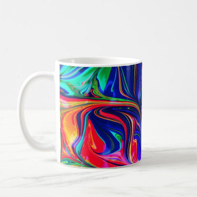 Rainbow Swirl Trippy Glow Stick Kaffemugg (Vänster)