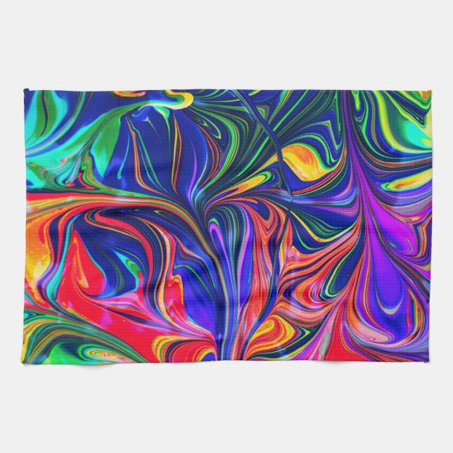 Rainbow Swirl Trippy Glow Stick Kökshandduk (Horisontell)