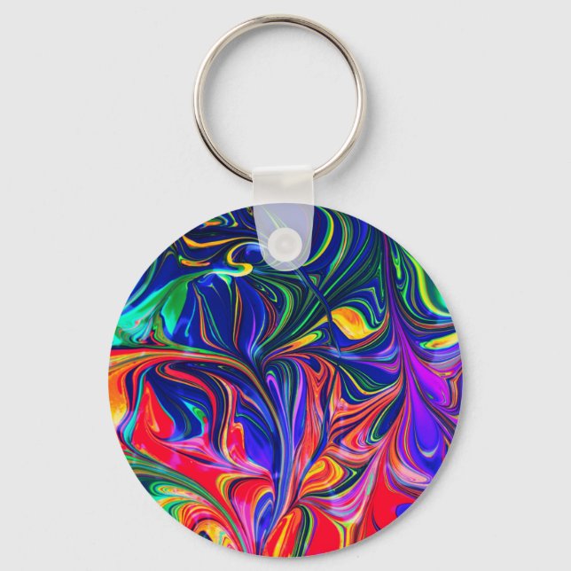 Rainbow Swirl Trippy Glow Stick Nyckelring (Framsida)