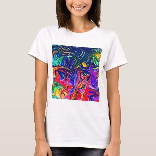 Rainbow Swirl Trippy Glow Stick T Shirt (Framsida)