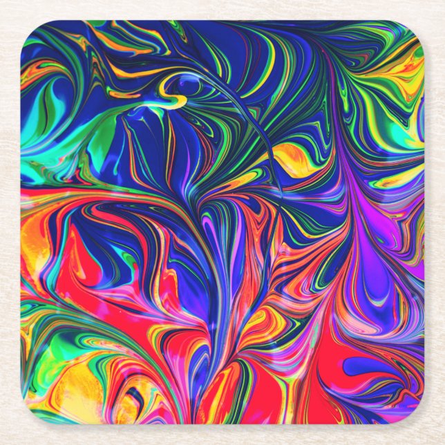 Rainbow Swirl Trippy Glow Stick Underlägg Papper Kvadrat (Framsidan)