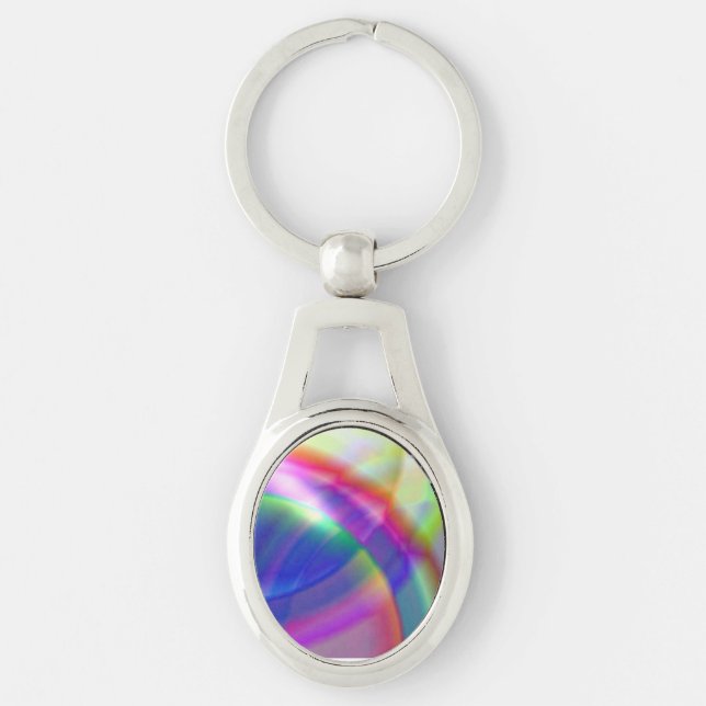 Rainbow Swirls Metall Nyckelring (Framsidan)
