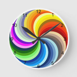 Rainbow Swirls Rund Klocka