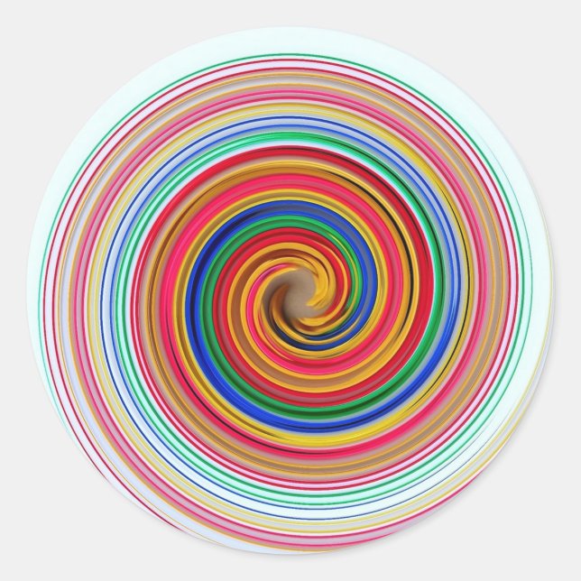 Rainbow Swirls Runt Klistermärke (Framsida)