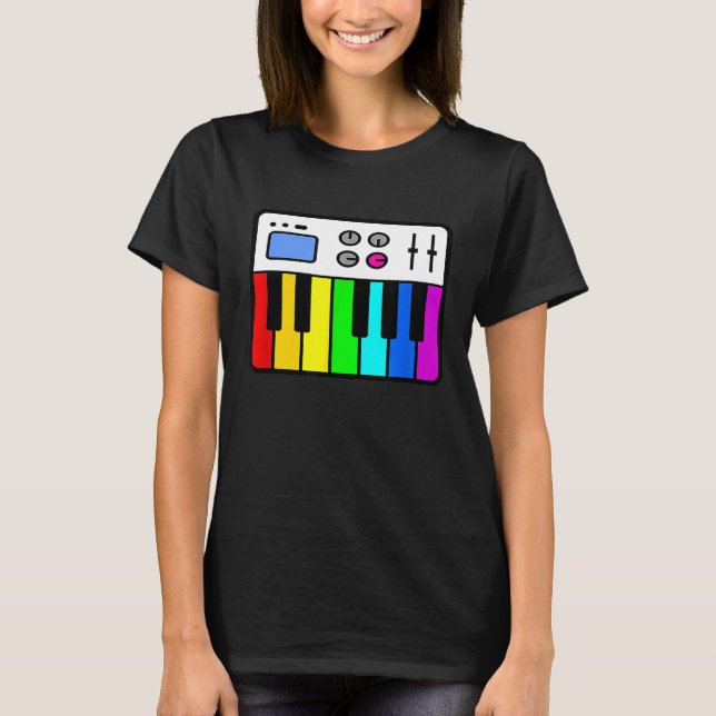Rainbow Synth Piano T Shirt (Framsida)