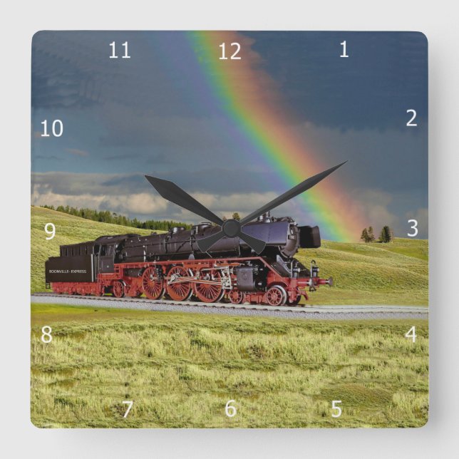 RAINBOW & TÅG* FYRKANTIG KLOCKA (Framsida)