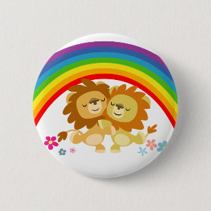 Rainbow Tango-Cute Tecknad Lejon Button Badge Knapp