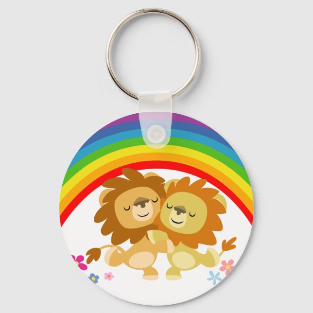 Rainbow Tango-Cute Tecknad Lejon Keychain Nyckelring (Framsida)