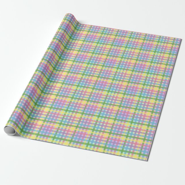 Rainbow Tartan Rand Presentpapper (Utrullad)
