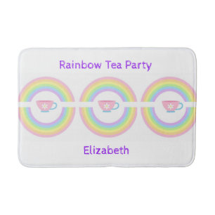 Rainbow Tea Party Bathroom Bath Mat Badrumsmatta