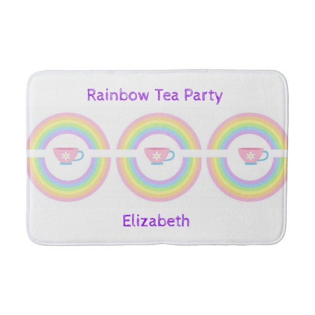Rainbow Tea Party Bathroom Bath Mat Badrumsmatta (Framsidan)